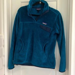 Patagonia teal fleece button